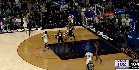 开云官方-菲利波夫斯基关键三分未能命中，还剩2秒爵士落后76人2分